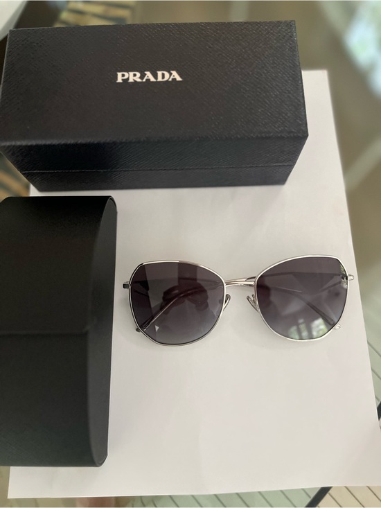 Prada PR 57YS Silver Frame Sunglasses with Dark Gray gradient Lenses-NWT New main image 2